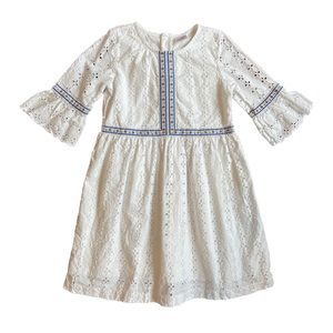 Hanna Andersson girls white eyelet lace dress. Size 8.